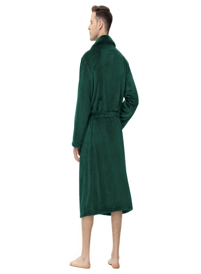Yurhap Mens Fleece Robe, Soft Plush Robe for Men, Fluffy Bathrobe with Belt & 2 Pockets, Green, 2X-3X - Image 2
